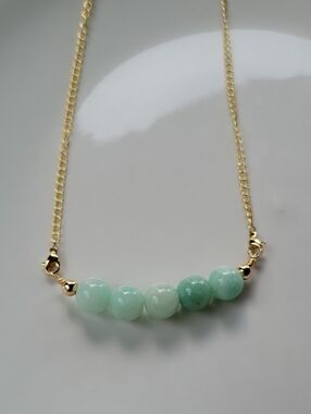 10mm Amazonite Necklace In Gold